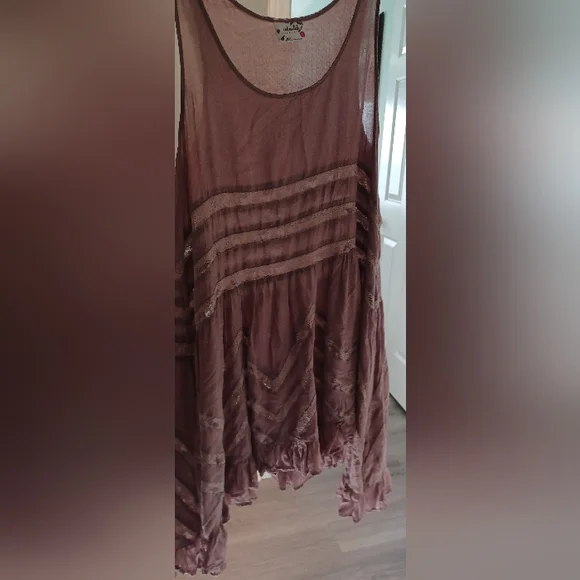 Intimately Free People XS Dusty Purple Voile Lace Polka Dot Trapeze Slip Dress - Picture 10 of 11